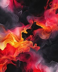 Fototapeta premium Background Airbrush. Fiery Night Painting on Black Canvas with Mystical Flames