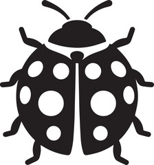Minimalist Ladybug Silhouette Vector with Eight White Spots – Insect Illustration