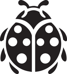 Minimalist Ladybug Silhouette Vector with Eight White Spots – Insect Illustration