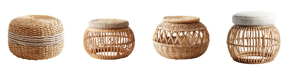 Modern, woven storage baskets showcasing unique designs with natural textures and neutral tones, ideal for home organization and interior decor