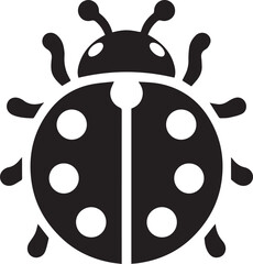 Minimalist Ladybug Silhouette Vector with Eight White Spots – Insect Illustration