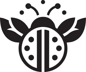 Minimalist Ladybug Silhouette Vector with Eight White Spots – Insect Illustration