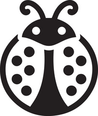 Minimalist Ladybug Silhouette Vector with Eight White Spots – Insect Illustration