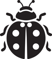 Minimalist Ladybug Silhouette Vector with Eight White Spots – Insect Illustration