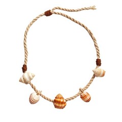 Fototapeta premium Seashell necklace on hemp rope
