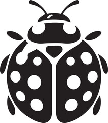 Minimalist Ladybug Silhouette Vector with Eight White Spots – Insect Illustration