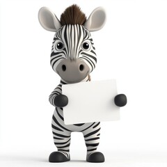 A zebra is holding a white board