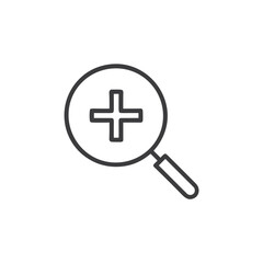 Obraz premium Zoom In Magnification Icon for Photo Editing Apps, Map Navigation Systems, Document Viewers, Search Interfaces and Digital Exploration Tool Graphics