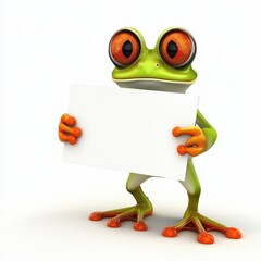 A frog holding a white board with a blank space