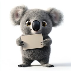 A cartoon kangaroo holding a white board