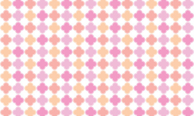 線が入った四つ葉のシンボルが並ぶピンクの壁紙