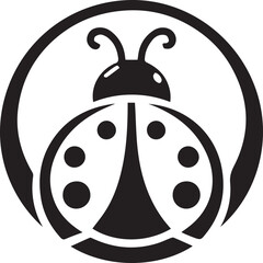Minimalist Ladybug Silhouette Vector with Eight White Spots – Insect Illustration