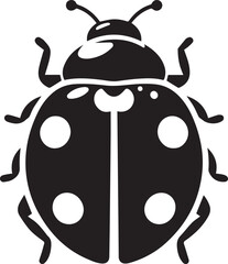 Minimalist Ladybug Silhouette Vector with Eight White Spots – Insect Illustration