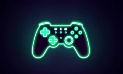 neon video game controller icon - Powered by Adobe