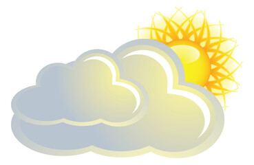 3d weather icons, render style sun, cumulus and snowflakes. Trendy fluffy bubbles clouds, wind symbol, raindrops. Pithy isolated vector set