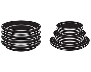 a stack of rustic ceramic plates minimalist style