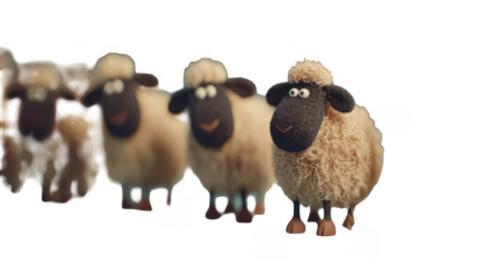 Cartoon sheep group animated illustration
