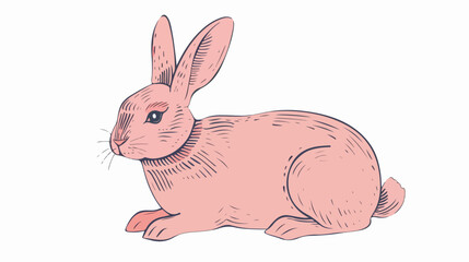 Adorable Hand-Drawn Bunny: Flat Icon, Decorative, Abstract, Easter, Spring, Cute, Cartoon, Vector   