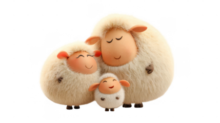 Sheep family portrait illustration