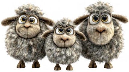 Three cartoon sheep illustration