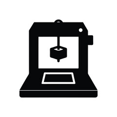 A silhouette 3d printer vector art illustration
