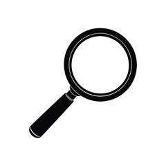 High resolution magnifying glass silhouette vector art illustration