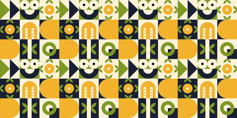 Geometric abstract tile repeat pattern.