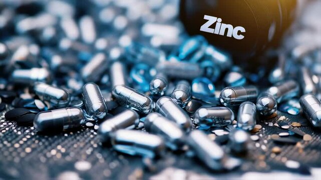 Close-Up of Zinc Supplements on Surface