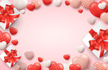 Pink Love Heart Vector Illustration Background Design Template