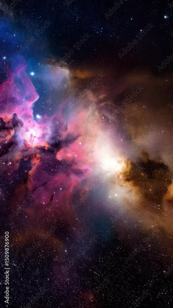 Canvas Prints vibrant colorful nebula with cosmic dust and glowing stars in deep space creating a celestial scenic