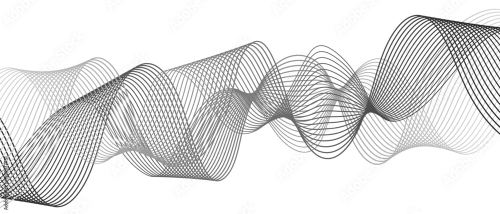 Leinwandbilder Abstract modern background with smooth, flowing waveforms formed and fine parallel lines. Dynamic gradient effect. Curves overlap and intertwine with varying transparency, sense of depth, rhythm