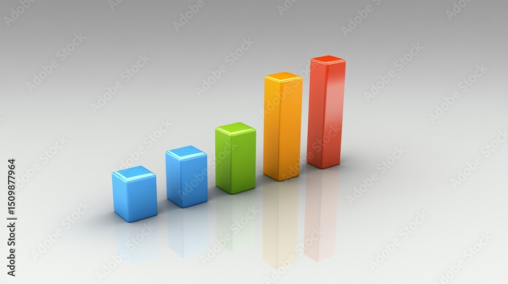 Leinwandbilder a clean and sharp financial bar graph with colorful bars, displaying growth trends over time on a hi