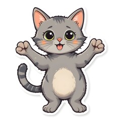 Adorable Playful Cat Clip Art &ndash; Bright Flat Vector Illustration.