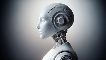 This futuristic humanoid robot showcases advanced technology and innovation with its sleek, modern design.
