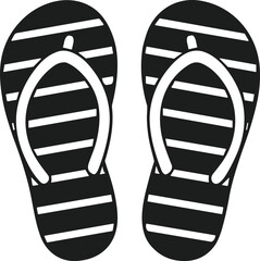 Striped Flip-Flop Silhouette – Beach Sandals Vector for Summer Travel and Vacation Themes