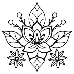 Hand-Drawn Black and Colored Floral Bouquet Illustrations – Botanical Clip art Set for Coloring Pages, Invitations, and Craft Design. Wildflower line art bouquets set, botanical vector illustration.