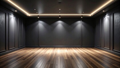 洗練されたモダンインテリアの空の部屋（合成・背景素材）Empty room with sophisticated modern interior (composite, background material)