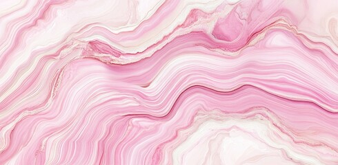 Abstract pink and white swirling marble texture with delicate veins and fluid lines creating a luxurious, elegant design