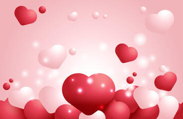 Pink Love Heart Vector Illustration Background Design Template