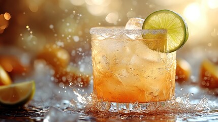 glass of cola with ice and lemon