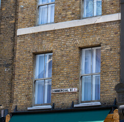 Brick Building Facade on Commercial Street in London