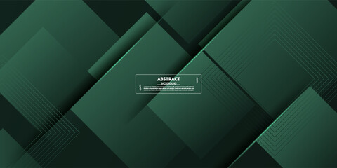 Geometric green abstract background. Dynamic shape composition with shadow and light. Cool background design for poster. Vector Eps10