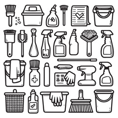 editable vector clip art collection of cleaning elements