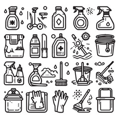 editable vector clip art collection of cleaning elements