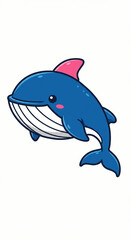 Cartoon Whale with Pink Fin