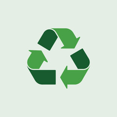 Obraz premium Flat Green Recycling Symbol Vector Icon Representing Sustainability, Eco-Friendly Practices, Waste Management, and Environmental Awareness in Minimalist Style