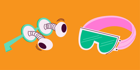 Quirky Cartoon Eyewear Illustration | Fun and Playful Vector Art