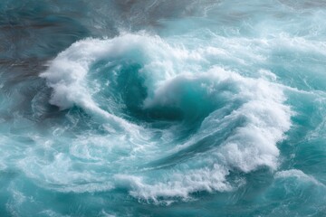 Fototapeta premium Ocean Vortex: A Serene Teal Whirlpool of Water