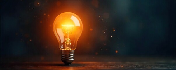 A glowing light bulb illuminates a dark background, radiating bright ideas and innovative solutions Perfect for concepts of inspiration, creativity, and problem-solving , development, bright