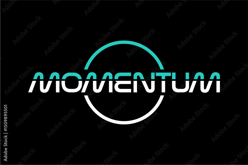 Fototapete word momentum . modern minimalist circular font with rounded edges, vector illustration design
